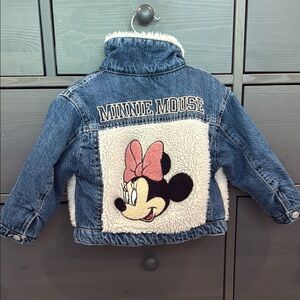 Zara Minnie Mouse Denim Jacket for Kids - Blue and White
